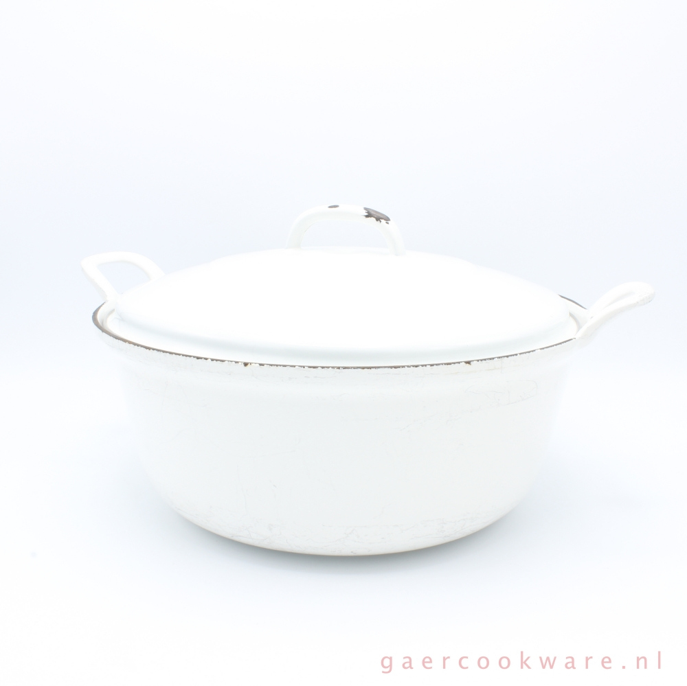 perzik sociaal Lil Cousances gietijzeren braadpan, faitout, wit 32 cm • Gaer Cookware