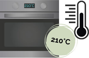 Gietijzeren pan inbranden stap 10: oventemperatuur op 210 graden Celsius